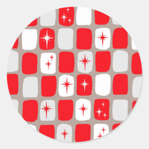 Pegatinas Retro Red Starburst Round