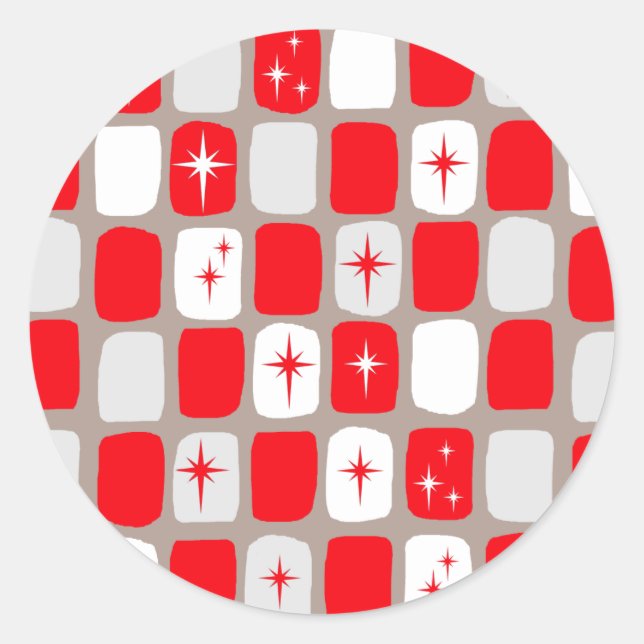 Pegatinas Retro Red Starburst Round (Anverso)