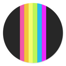 Pegatinas Retro Stripes Round (Black & Neon Multi)