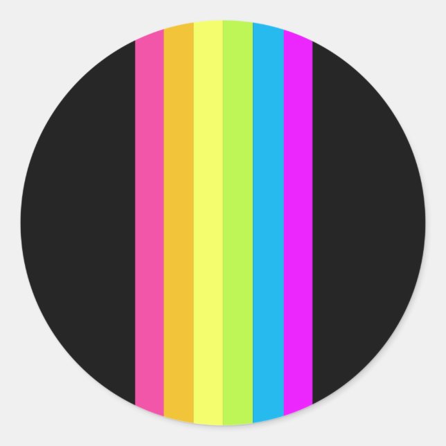 Pegatinas Retro Stripes Round (Black & Neon Multi) (Anverso)
