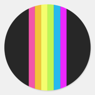 Pegatinas Retro Stripes Round (Black & Neon Multi)