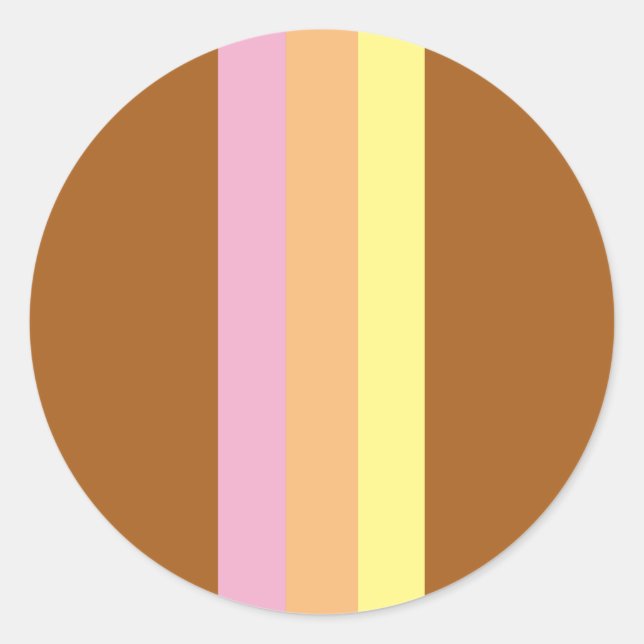 Pegatinas Retro Stripes Round (Naranja Multi) (Anverso)