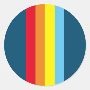 Pegatinas Retro Stripes Round (Navy Blue Multi)