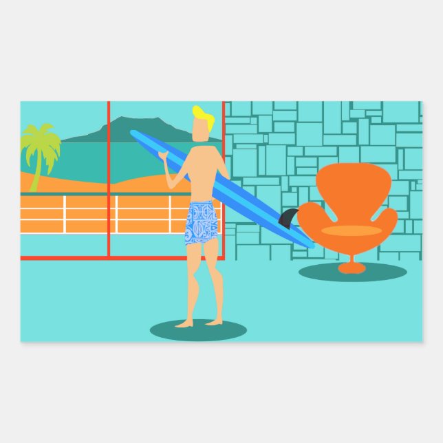 Pegatinas Retro Surfer Dude (Anverso)