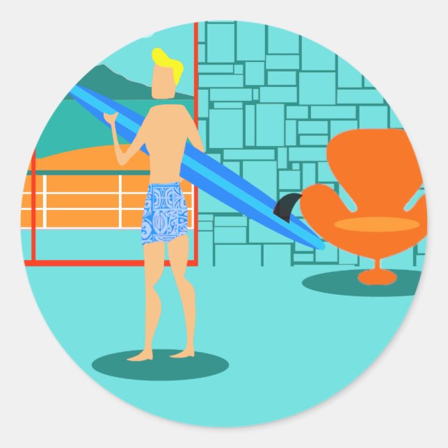Pegatinas Retro Surfer Dude (Anverso)