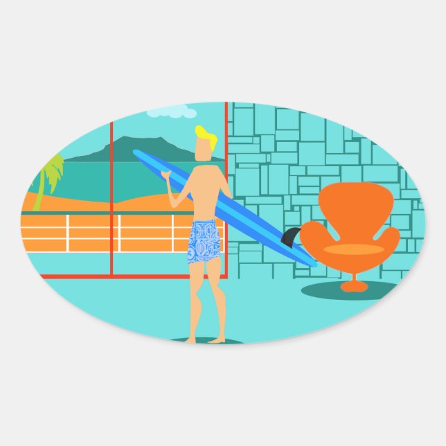 Pegatinas Retro Surfer Dude (Anverso)