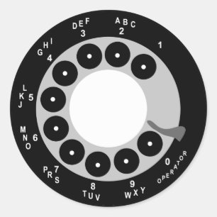 Pegatinas retros del teléfono - negro/blanco