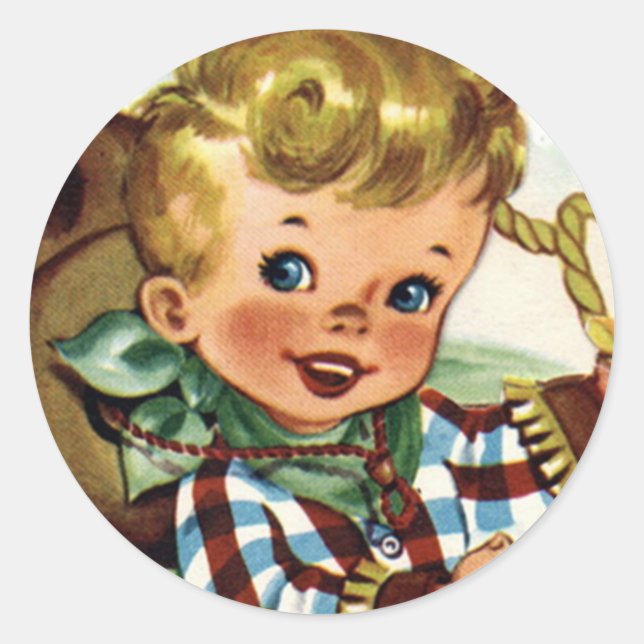 Pegatinas retros occidentales de la diversión del (Anverso)