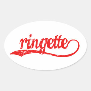 Pegatinas Ringette Oval - Cursiva roja