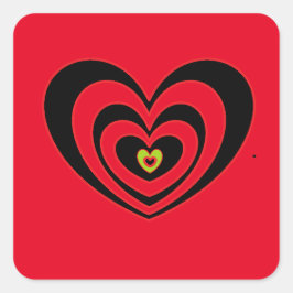 Pegatinas rojas cuadradas pequeñas con corazones r