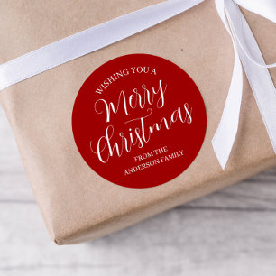 Pegatinas rojas personalizadas de Feliz Navidad 
