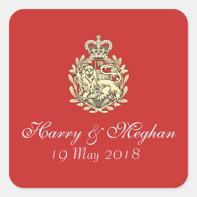 Pegatinas rojos del Boda real Harry Meghan (Plaza) (Anverso)