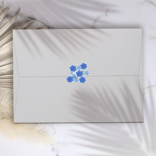 Pegatinas románticas de boda floral azul