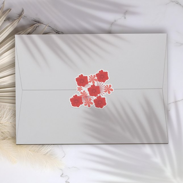 Pegatinas románticas de bodas rojas florales (Subido por el creador)