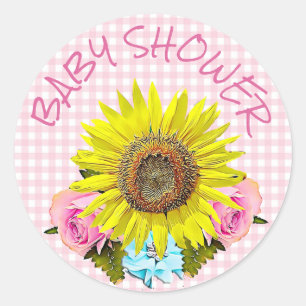 Pegatinas rosados de BABY SHOWER del girasol de la