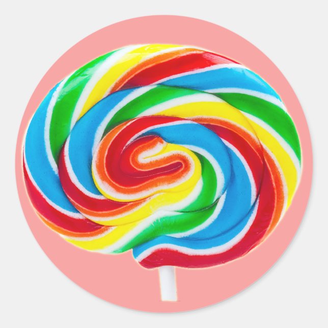 Pegatinas rosados de Swirl Lollipop (en 7 formas) (Anverso)