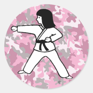 Pegatinas rosados del chica de los artes marciales