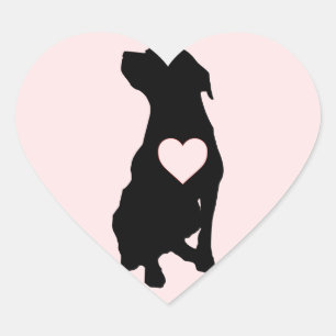 Pegatinas rosados del corazón de Pitbulls del amo