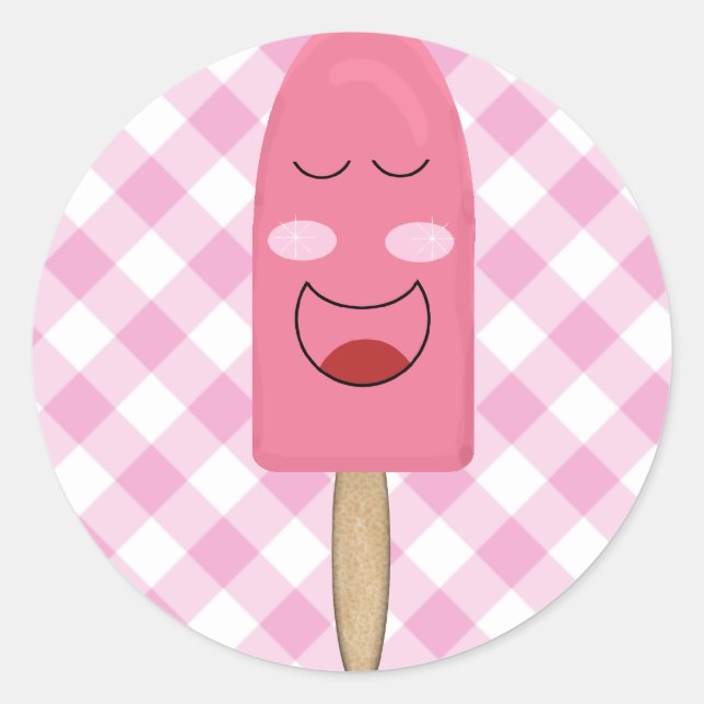 Pegatinas rosados del Popsicle de la cara (Anverso)