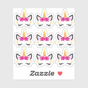 Pegatinas rosados lindos del unicornio del arco