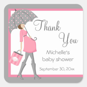Pegatinas rosados y grises de Baby Shower del