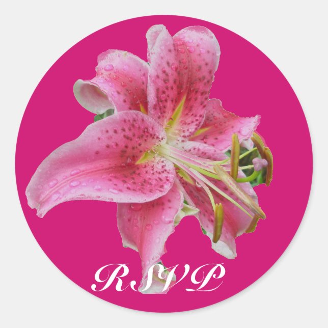 Pegatinas RSVP de Lirio Rosa (Anverso)