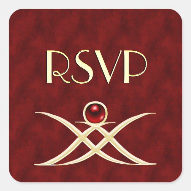 Pegatinas RSVP de personalizable de texto rojo y o (Anverso)