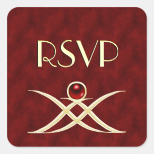 Pegatinas RSVP de personalizable de texto rojo y o