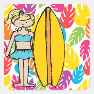 Pegatinas rubios de la persona que practica surf