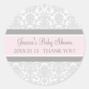 Pegatinas Rubor Damask Baby Shower favoritos de gr