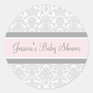 Pegatinas Rubor Damask Baby Shower favoritos de gr
