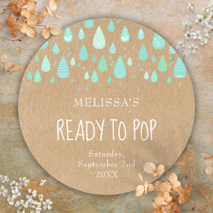 Pegatinas rústicas kraft gotas de lluvia verde men