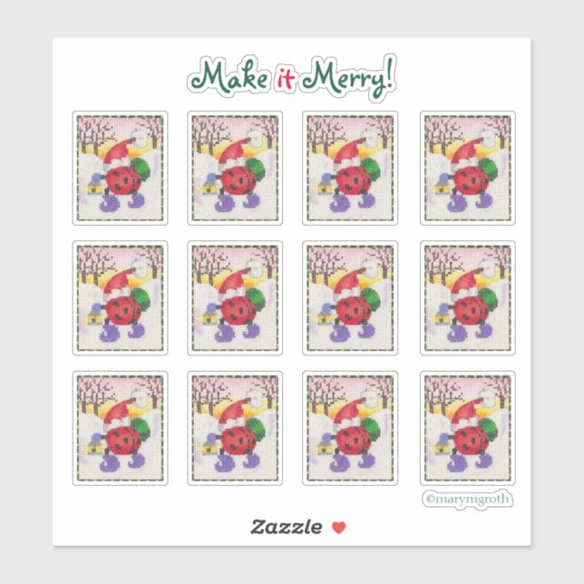 Pegatinas Santa de Ladybug (Hoja)