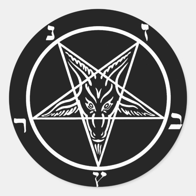 Pegatinas satánicos metalizado negros de Baphomet (Anverso)