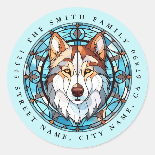 Pegatinas Siberian Husky Round (Anverso)