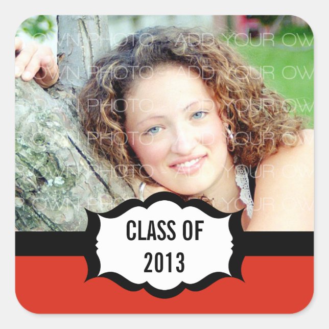 Pegatinas simples de graduación, rojo (Anverso)