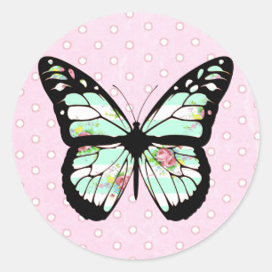 Pegatinas singulares rosados y Verde azulados de m