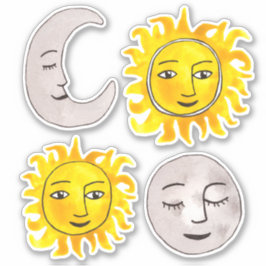 Pegatinas sonrientes de Sun y Moon