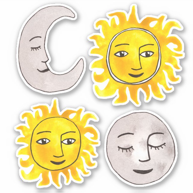 Pegatinas sonrientes de Sun y Moon (Anverso)