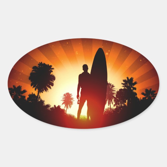 Pegatinas Surfer Sunset (Anverso)