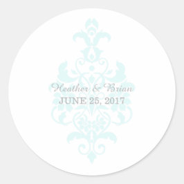 Pegatinas sutiles de la boda de Damask en Aqua
