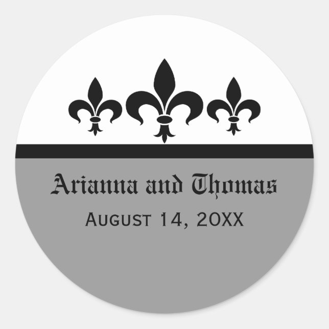 Pegatinas Swanky Fleur De Lis, Gris (Anverso)