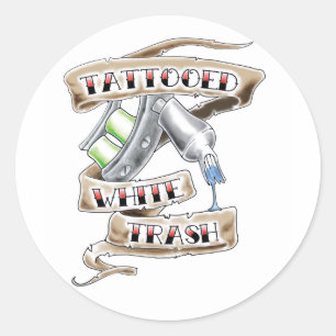 Pegatinas tatuados de la basura blanca