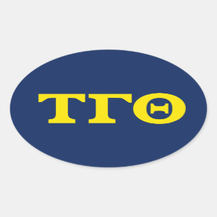 Pegatinas Tau Gamma Theta Oval - Amarillo en azul