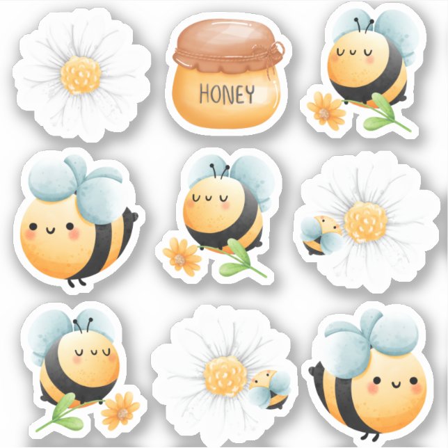 Pegatinas temáticos de Cute Bee (Anverso)