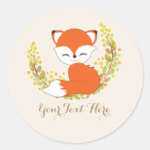 Pegatinas temáticos de Cute Kawaii Fox Woodland