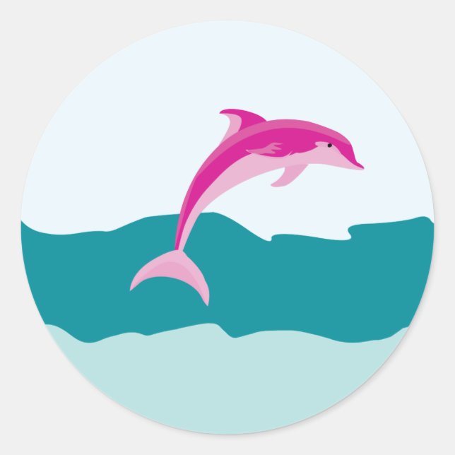 Pegatinas temáticos de delfines rosados (Anverso)