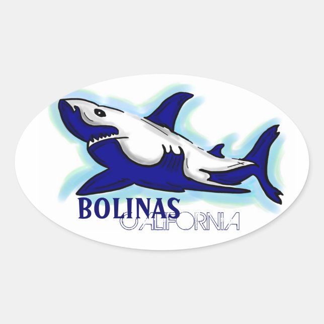 Pegatinas temáticos de tiburones azules de Bolinas (Anverso)