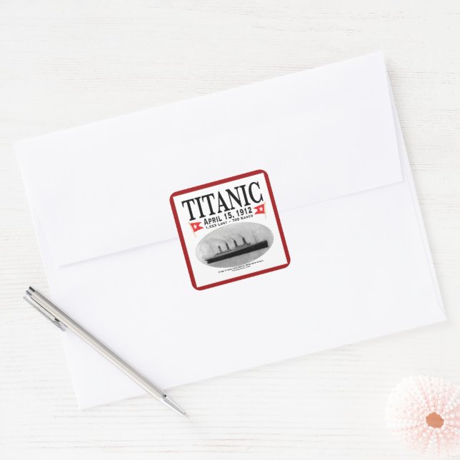 Pegatinas Titanic Ghost Ship Square (borde rojo) (Sobre)