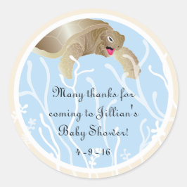 Pegatinas "Tortuga/azul" de Baby Shower 1 1/2" o 3